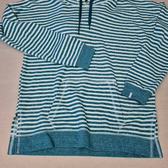 Volcom Striped French Terry Hoodie Sweater Womens M Green Long Sleeve - Picture 6 of 10
